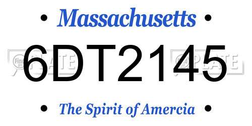 6DT2145 Massachusetts License Plate