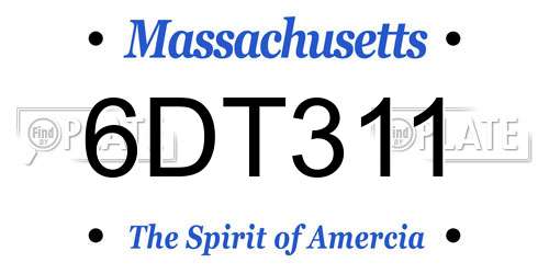 6DT311 Massachusetts License Plate