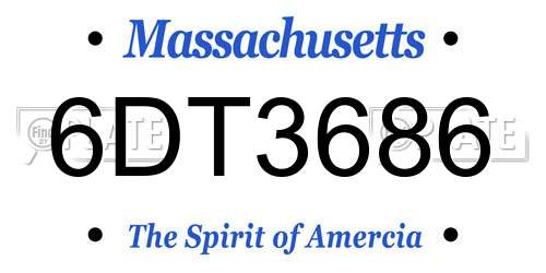 6DT3686 Massachusetts License Plate