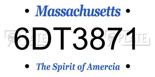 6DT3871 Massachusetts License Plate