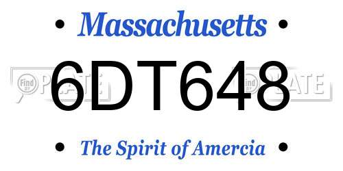 6DT648 Massachusetts License Plate