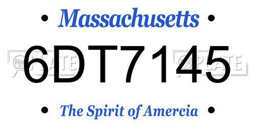 6DT7145 Massachusetts License Plate