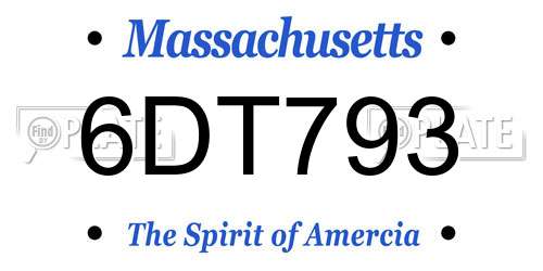 6DT793 Massachusetts License Plate