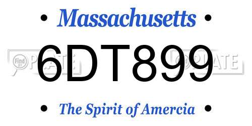 6DT899 Massachusetts License Plate