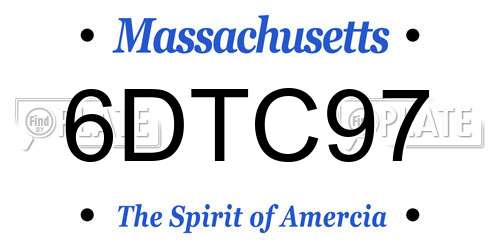 6DTC97 Massachusetts License Plate