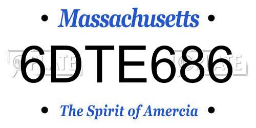 6DTE686 Massachusetts License Plate