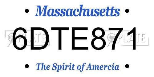 6DTE871 Massachusetts License Plate