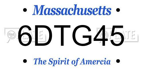 6DTG45 Massachusetts License Plate