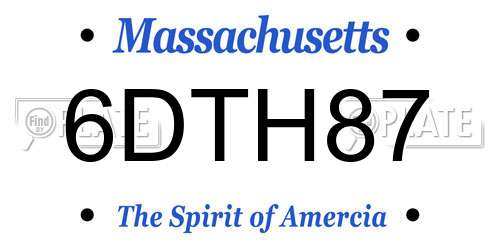 6DTH87 Massachusetts License Plate