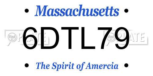 6DTL79 Massachusetts License Plate