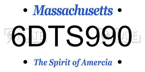 6DTS990 Massachusetts License Plate