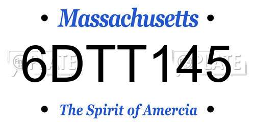 6DTT145 Massachusetts License Plate
