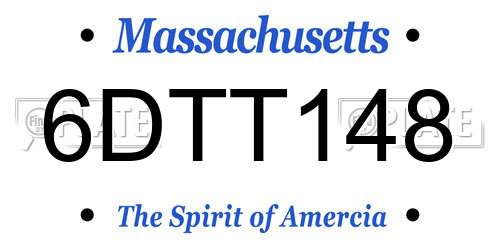 6DTT148 Massachusetts License Plate