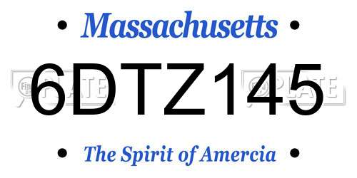6DTZ145 Massachusetts License Plate