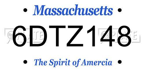 6DTZ148 Massachusetts License Plate