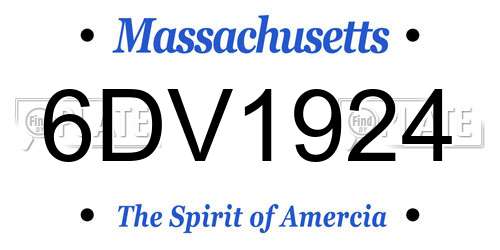 6DV1924 Massachusetts License Plate