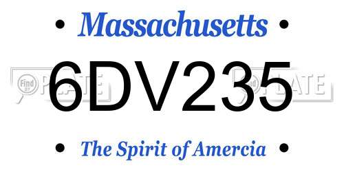 6DV235 Massachusetts License Plate