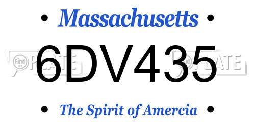 6DV435 Massachusetts License Plate