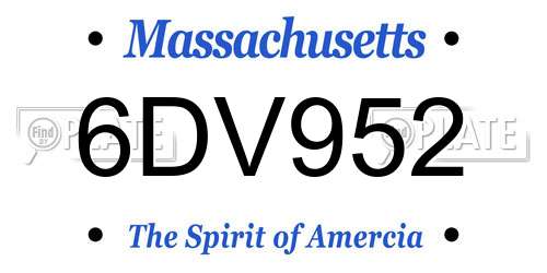 6DV952 Massachusetts License Plate
