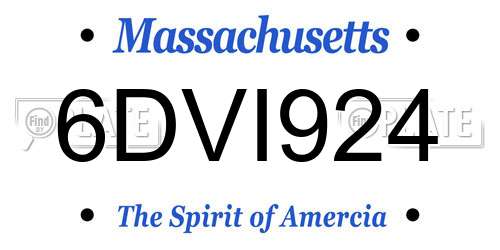 6DVI924 Massachusetts License Plate