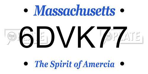 6DVK77 Massachusetts License Plate
