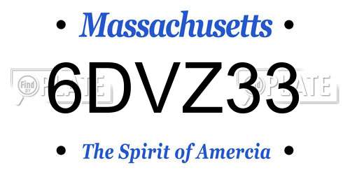 6DVZ33 Massachusetts License Plate