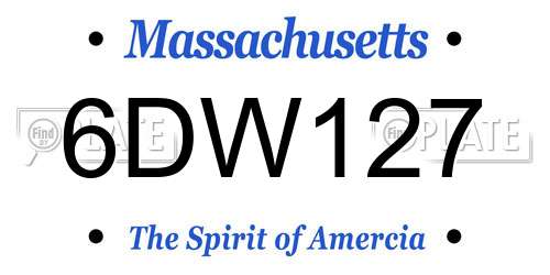 6DW127 Massachusetts License Plate
