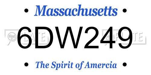 6DW249 Massachusetts License Plate