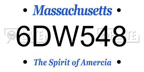 6DW548 Massachusetts License Plate