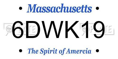6DWK19 Massachusetts License Plate