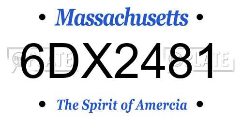 6DX2481 Massachusetts License Plate