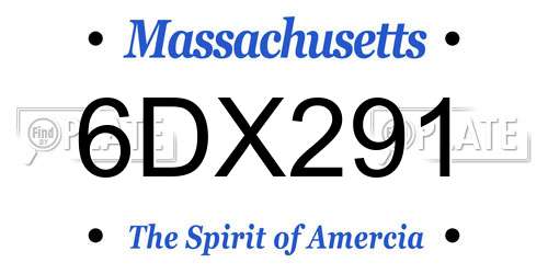 6DX291 Massachusetts License Plate