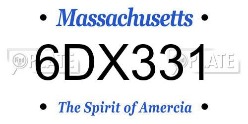 6DX331 Massachusetts License Plate