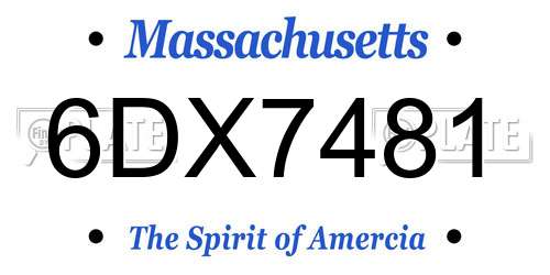 6DX7481 Massachusetts License Plate