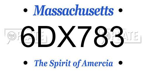 6DX783 Massachusetts License Plate