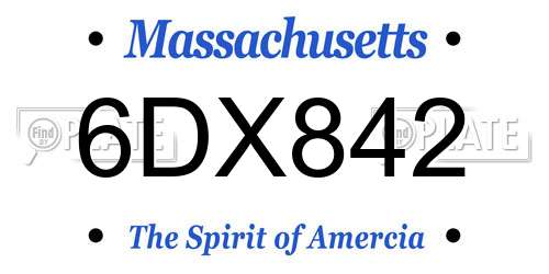 6DX842 Massachusetts License Plate
