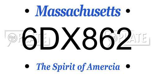 6DX862 Massachusetts License Plate