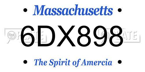 6DX898 Massachusetts License Plate