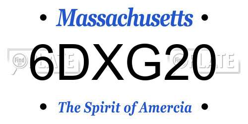 6DXG20 Massachusetts License Plate