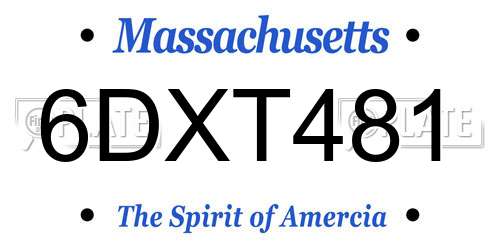 6DXT481 Massachusetts License Plate