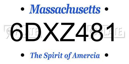 6DXZ481 Massachusetts License Plate
