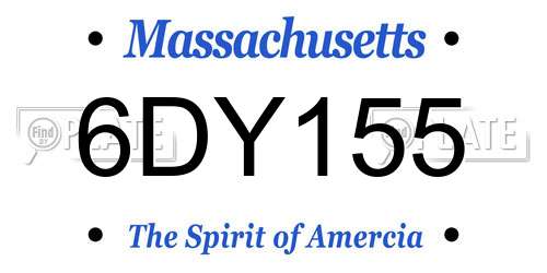 6DY155 Massachusetts License Plate
