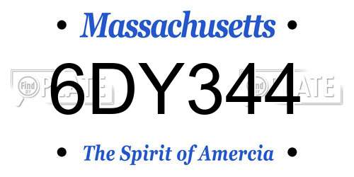6DY344 Massachusetts License Plate