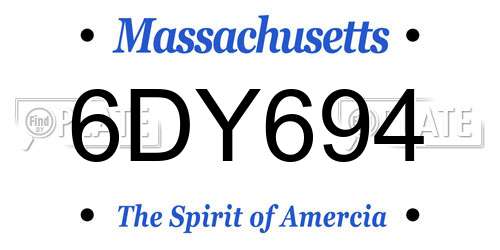 6DY694 Massachusetts License Plate