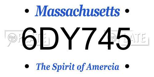6DY745 Massachusetts License Plate