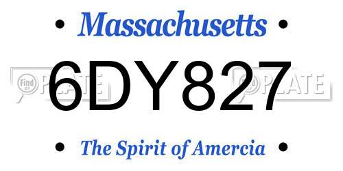 6DY827 Massachusetts License Plate