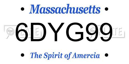 6DYG99 Massachusetts License Plate