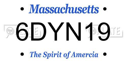 6DYN19 Massachusetts License Plate