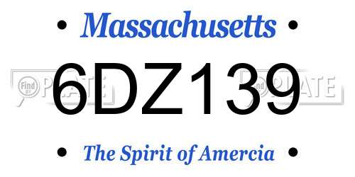 6DZ139 Massachusetts License Plate