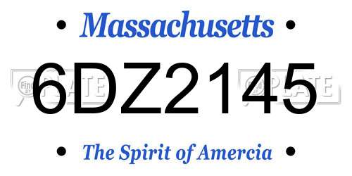 6DZ2145 Massachusetts License Plate